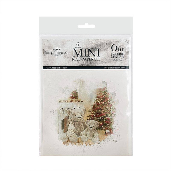 Reispapier-Set - ITD 6pcs Teddybär unter dem Weihnachtsbaum Weihnachten