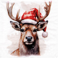 Serviettentechnik Motivserviette - 1 Stück - Decoupage Serviette 33x33 cm - Deer with Santa