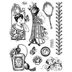 VIVA DECOR Transparent Stempeln Set Motivstempel Clear Stamps, Vintage Paris