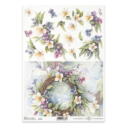ITD Reispapier Decoupage Bastelpapier Serviettentechnik-R2376 Kränze, Blumen, Frühling