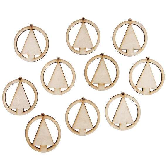 Holz-Christbaumanhänger Set 10 Stück - Tannenbaum - 6 cm