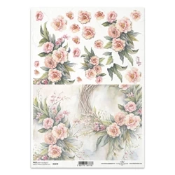 ITD Reispapier Decoupage Bastelpapier Serviettentechnik-R2379 Girlanden, Blumen
