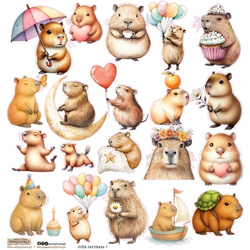 AUFKLEBER ScrapLove Dekor Stickers - Sweet Capybara - Süße Kapibara 1