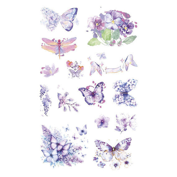 AUFKLEBER folie - Lila Blumen und Schmetterlinge