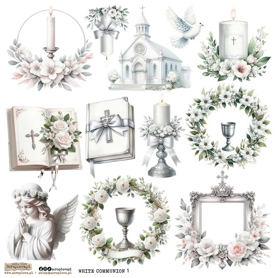 AUFKLEBER ScrapLove Dekor Stickers -  White Communion 1 