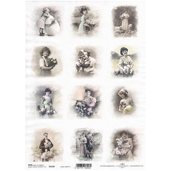 ITD Reispapier Decoupage Bastelpapier Softpapier Serviettentechnik, Retro, Porträts R2199