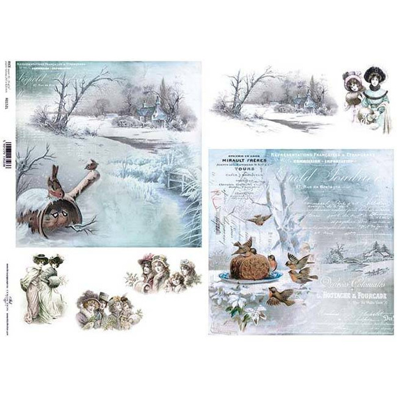 ITD Reispapier Decoupage Bastelpapier Serviettentechnik-R152L - A3 / Winteransichten