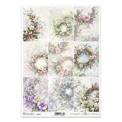 ITD Reispapier Decoupage Bastelpapier Serviettentechnik-R2387 Girlanden, Blumen, Hintergründe