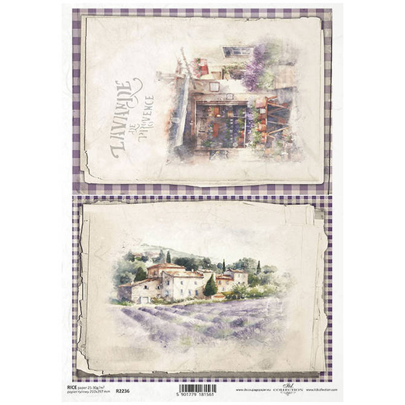 ITD Reispapier Decoupage Bastelpapier Serviettentechnik-R2236 lLavendel, Landschaft