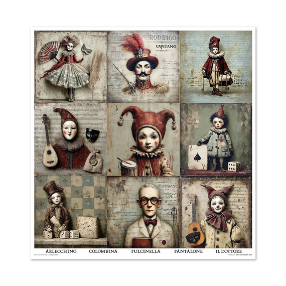 ITD COLLECTION Scrapbooking Papier Set 30x30 cm - Carnival - Masquerade