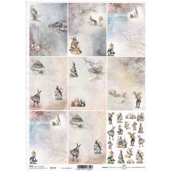 ITD Reispapier Decoupage Bastelpapier Softpapier Serviettentechnik, Osterhasen, Frühlingsblumen R2170