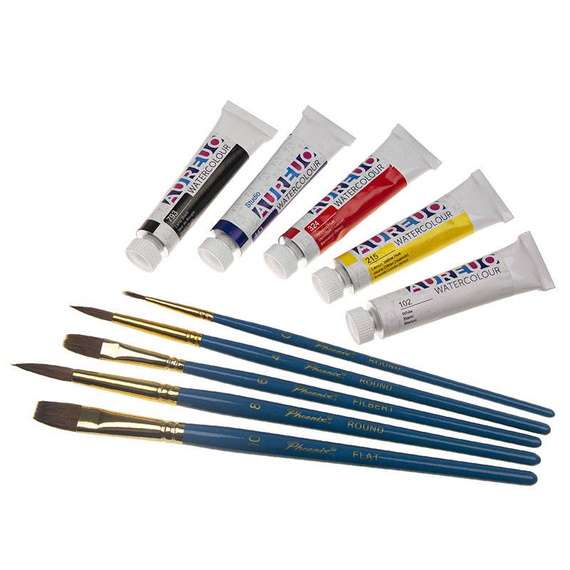 Reise-Malset im Koffer - Phoenix - Aquarellfarben 5x12 ml, 5 Pinsel