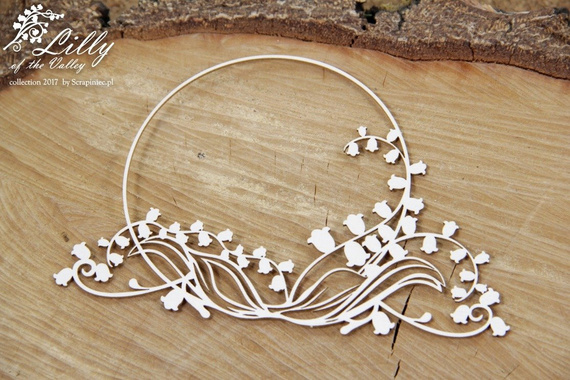 SCRAPINIEC Dekorpappe Die Cut Chipboard Dekoration Ornament, Rahmen Maiglöckchen