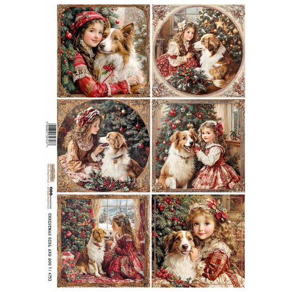 Reispapier A4 - ScrapLove - Christmas Girl and Dog 1 - Weihnachtsmädchen und Hund