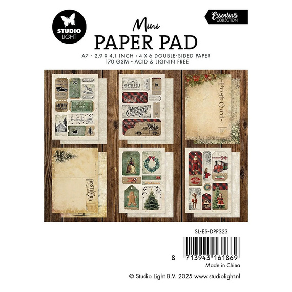 STUDIO LIGHT Scrapbooking-Papier Set A7 mit Elementen - Happy Holidays
