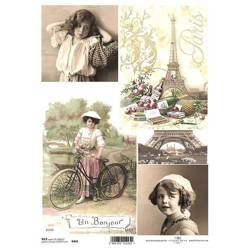 ITD Reispapier Decoupage Bastelpapier, Pariser Frau Mädchen R0441