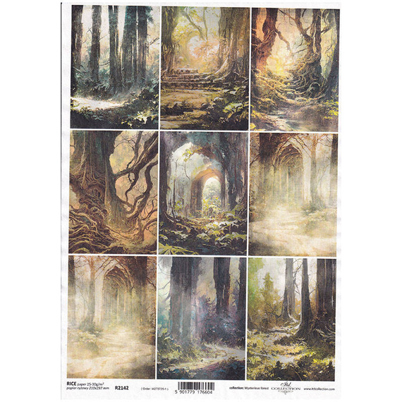 ITD Reispapier Decoupage Bastelpapier Softpapier Serviettentechnik, geheimnisvoller Wald R2142