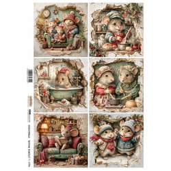 Reispapier A4 - ScrapLove - Christmas Mouse Family 1 - Weihnachtsmaus Familie
