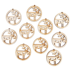 Holz-Christbaumanhänger Set 10 Stück - Rentier - 6 cm