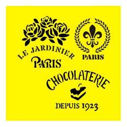 ITD Mixed Media Schablone STENCIL für Decoupage Scrapbooking 16x16, ST0033 Paris Chocolaterie