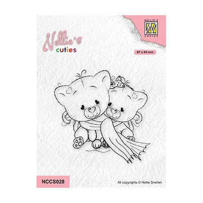 NELLIE'S Transparent Stempel Motivstempel Clear Stamp, Katzen unter einem warmen Schal NCCS028 