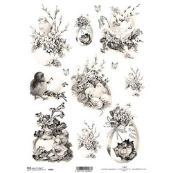ITD Reispapier Decoupage Bastelpapier Serviettentechnik-R668 - Hühner, Ostereier