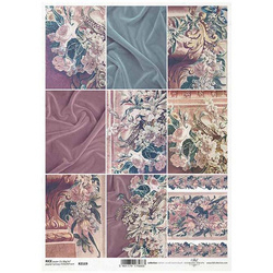 ITD Reispapier Decoupage Bastelpapier, Mohnblumen, Stoff, Blumenstrauß R2119  