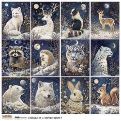 AUFKLEBER papier - ScrapLove - Animals on a Winter Night 1 - Tiere in einer Winternacht
