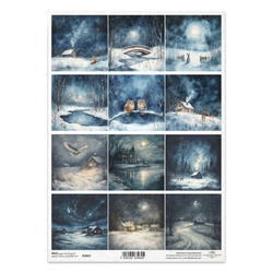 Reispapier für Decoupage A4 - Winter Nachtschwärmer Fuchs - R2662 - Itd Collection