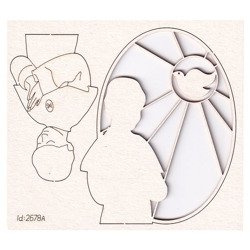 SCRAPINIEC Dekorpappe Die Cut Chipboard Dekoration Ornament, Junge Glasmalerei