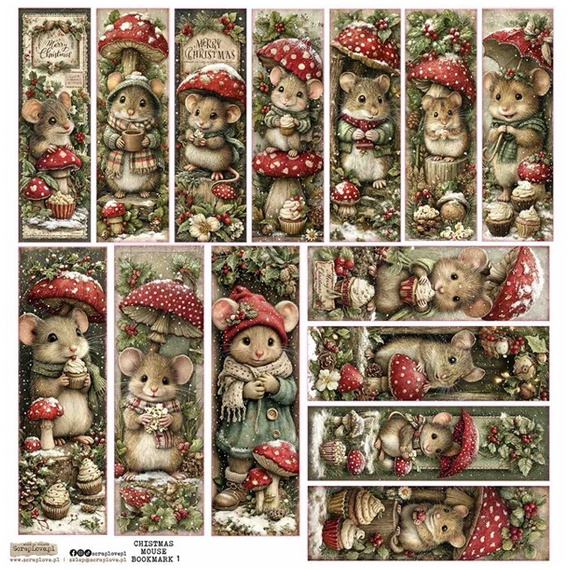 AUFKLEBER papier - ScrapLove - Christmas Mouse Bookmark 1 - Weihnachtsmaus Lesezeichen