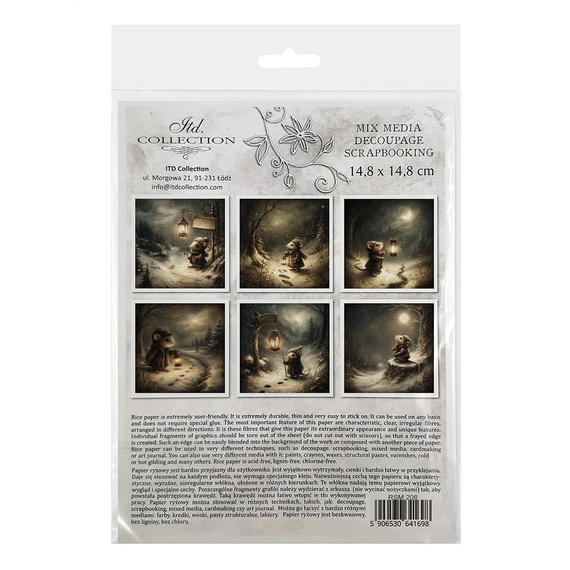 Reispapier-Set - Winterwald, Winternacht, Maus - RSM208 - Itd Collection