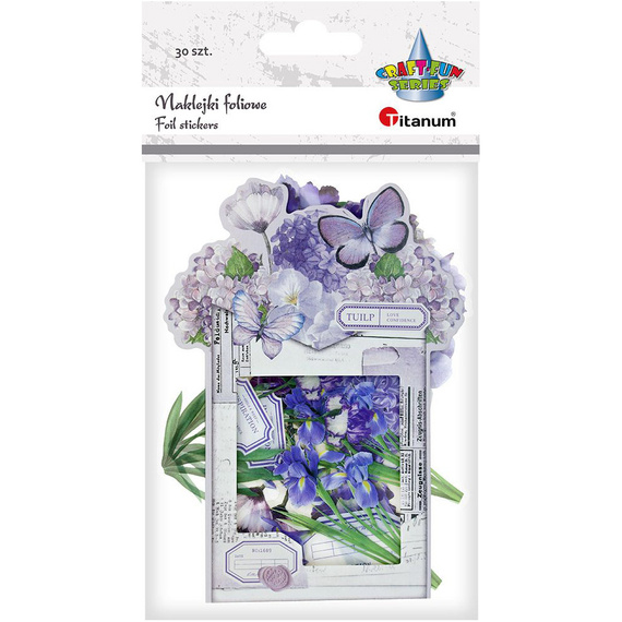 AUFKLEBER folie - Lila Blumen und Etiketten