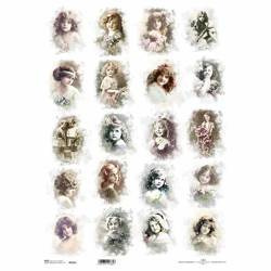 ITD Reispapier Decoupage Bastelpapier A3 Jahrgang, Gesichter, Kinder 0592L