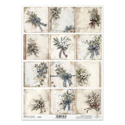 Reispapier für Decoupage A4 - Eberesche Stechpalme Schleife - R2664 - Itd Collection