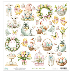Papier mit Scrapbooking Elementen 30x30 - Mintay - Pastell Ostern
