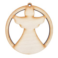 HOLZKUGEL Anhänger aus Holz, Ornament Weihnachtskugel 6 cm - Engel