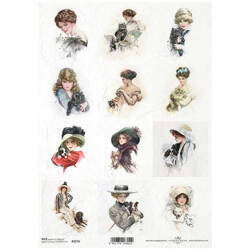 ITD Reispapier Decoupage Bastelpapier Serviettentechnik-R2276 Jahrgang, Frauen, Katzen, Hunde