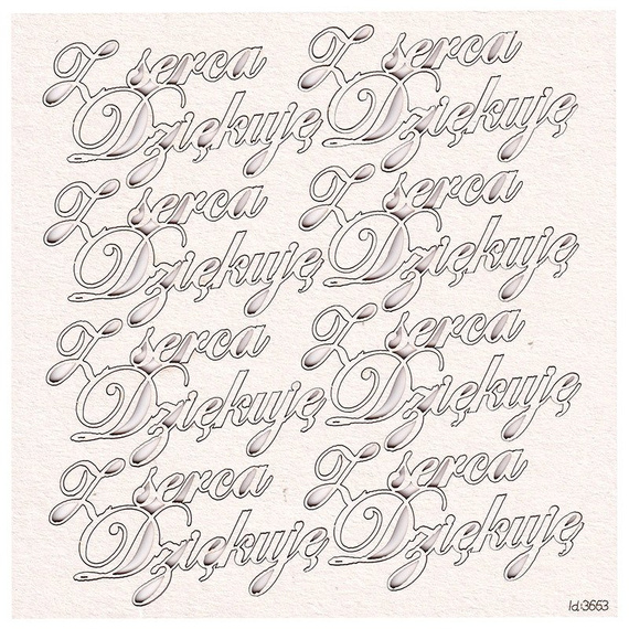 SCRAPINIEC Dekorpappe Die Cut Chipboard Dekoration, Inschrift Dziękuję 3663