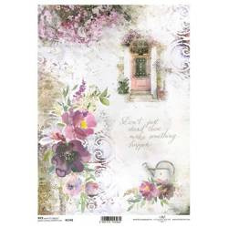 Reispapier für Decoupage A4 - R1748 Türblumen
