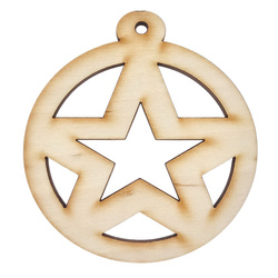 HOLZKUGEL Anhänger aus Holz, Ornament Weihnachtskugel 6 cm - Stern