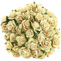 ROSEN Geöffnete 10mm 50 Stk. Scrapbooking Maulbeerpapier Blumen Flowers, beige 2