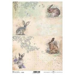 ITD Reispapier Decoupage Bastelpapier Softpapier Serviettentechnik, Hasen R353