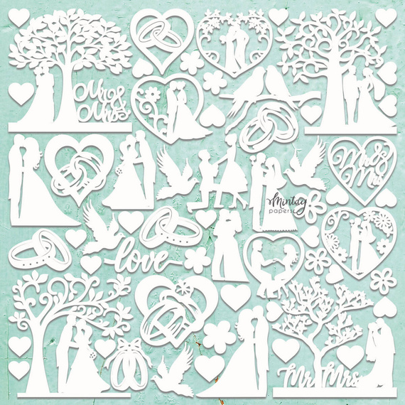 MINTAY Chippies - Dekorpappe Die Cut Chipboard Dekoration Ornament - Wedding