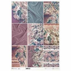 ITD Reispapier Decoupage Bastelpapier A3 Stoff, Blumenstrauß R959L