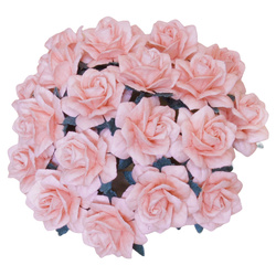 ROSEN Mulberrypapier 25 mm – STAR ROSES blassrosa – Dekoblümen für Basteln - 50 Stück
