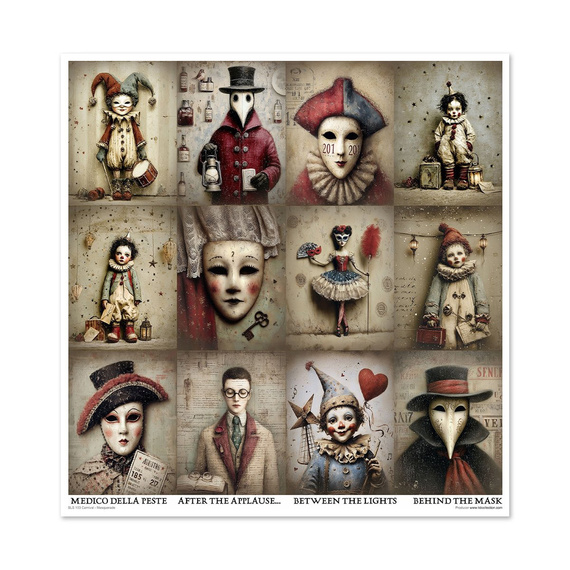 ITD COLLECTION Scrapbooking Papier Set 30x30 cm - Carnival - Masquerade