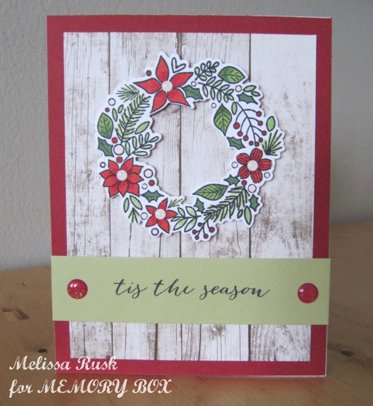 MEMORY BOX Transparent Stempel Motivstempel Stamp Christmas Botanicals  Adventskranz