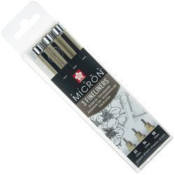 Pigma Micron dünne Stifte Set - schwarz - 3Stück