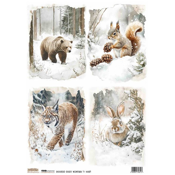 Reispapier A4 - ScrapLove - Rustic Cozy Winter 1- Rustikale Gemütlichkeit Winter